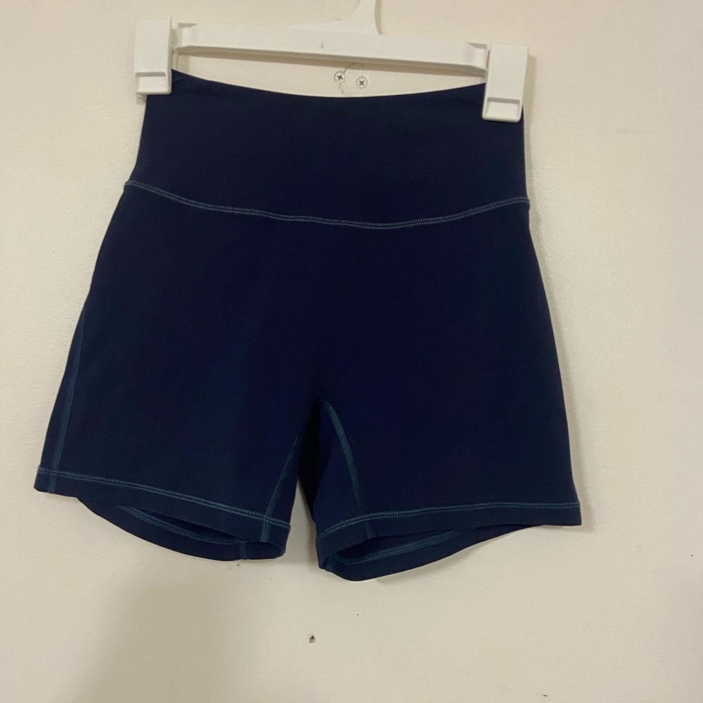 Alphalete Dark Blue Athletic Shorts W/ Light Blue Trim